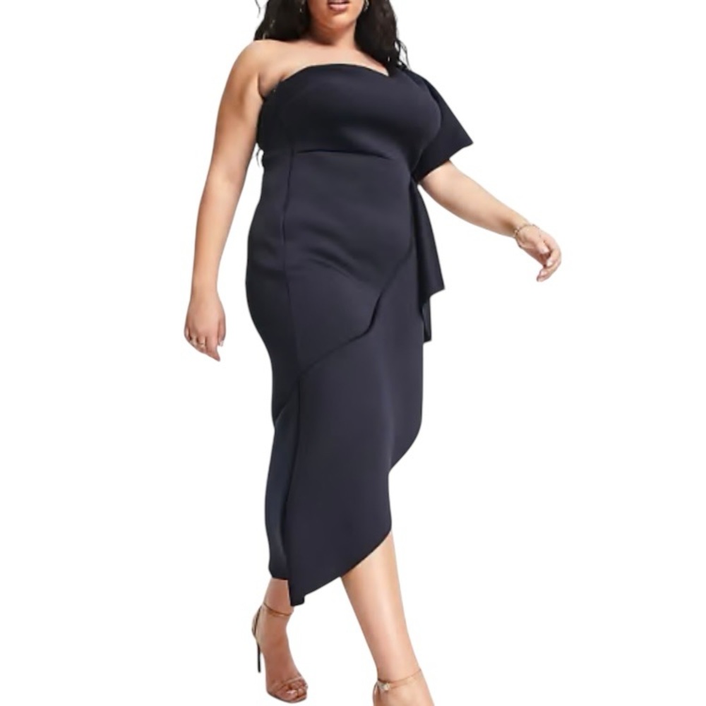 TRUE VIOLET by ASOS Navy One-Shoulder Dress